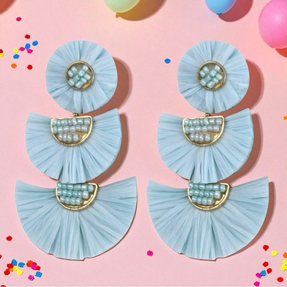Jewelry - Women’s Statement Tassel Light Blue Earrings NIB